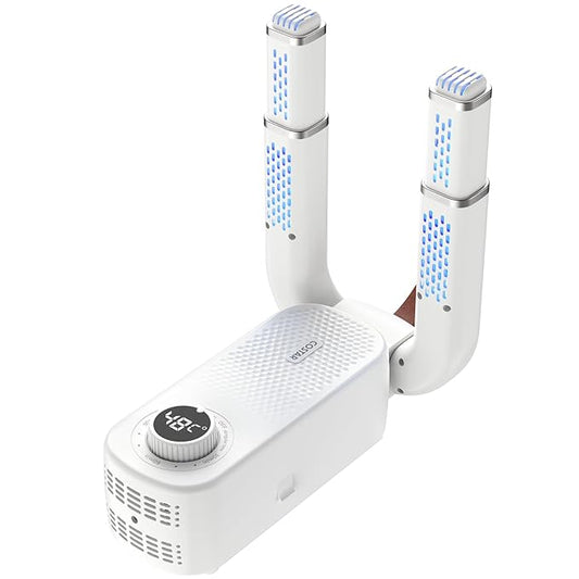 Drosoft  Electric Shoe Dryer and Warmer with PTC Heating, 48°C Fast Drying, 360° Warm Air, UV Sterilization, Intelligent Timer Settings, Foldable & Hanging Design